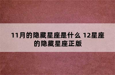 11月的隐藏星座是什么 12星座的隐藏星座正版